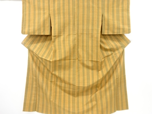 JAPANESE KIMONO / ANTIQUE HITOE KIMONO / SILK / HAND WOVEN TSUMUGI / STRIPE